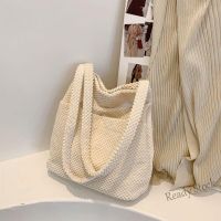 【Ready Stock】 ❏№▽ C23 High-looking Korean version of ins minority foreign style knitted bag womens bag new fashion one-shoulder bag wool knitting bag student skew satchel bag