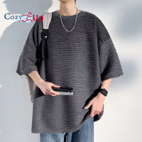 เสื้อยืดผู้ชาย Cozy Up คอกลมสีพื้นสวมใส่ในชีวิตประจำวันเสื้อผ้าแฟชั่นแขนสั้นวันหยุดเครื่องแต่งกายลำลองนักออกแบบกีฬา