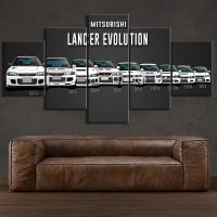 Canvas Painting Print Modular Artwork Modern 5 Pieces Mitsubishi lancer evolution Car Pictures Home Decor Wall Art Unique Poster