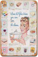 เครื่องแก้วในครัวทำจากโลหะอุปกรณ์ Pyrex ป้ายดีบุกใหม่ป้ายดีบุกวินเทจสำหรับบ้านหรือธุรกิจ X นิ้ว