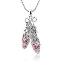 Silver Plated Pink Crystal Ballet Slipper Shoe Necklace Gift for Girls Fashion Chain Necklaces