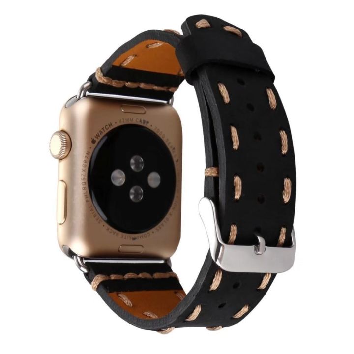 เย็บสร้อยข้อมือนาฬิกาหนังสำหรับ-apple-watch-band-44-42-40-38-มม-iwatch-อุปกรณ์เสริมสำหรับนาฬิกา-apple-watch-1-2-3-4-5-สาย
