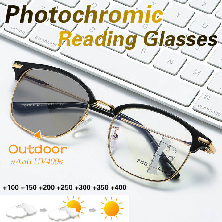 [Photochromic+Progressive Multifocal Reading Glasses] Automatic Zoom