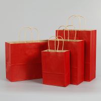 10Pcs Gift Bags With Handles Multi-function Red Paper Bags Recyclable Bag Environmental Protection Clothes Shoes Bag