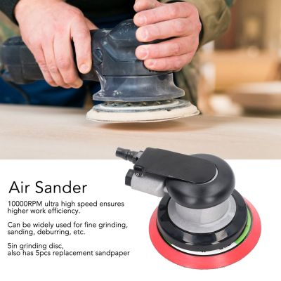 Air Sander Orbital เครื่องขัดด้วยลม 10,000 รอบต่อนาทีพร้อมกระดาษทราย 5 ชิ้นสำหรับรถยนต์