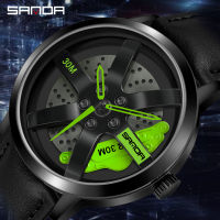 SANDA Real 3D Model Spinning Car Wheel Hub Watch Luxury Luminous Move Waterproof Super Car Rim Watches For Men Orologio da uomo