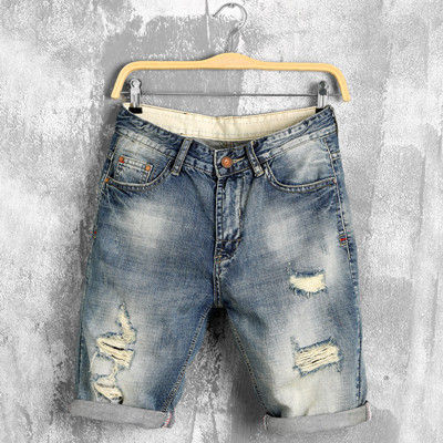 2019 New Men Fashion Retro wash Straight Ripped Jeans Short Streetwear Holes Casual Summer Bermuda Denim shorts Plus Size 38 40