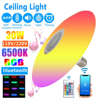 Smart RGB Light E27 LED Ceiling Light Bluetooth Bulb Speaker Home Party Led Music Player Light 24 Keys Remote Control