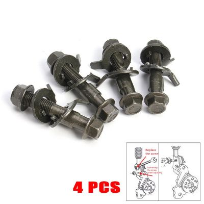 4PCS  14mm Steel Car Four Wheel Alignment Adjustable Camber Bolts 10.9 Intensity  Screw Kit Cam  Fits Nails  Screws Fasteners