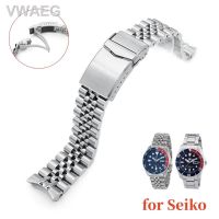 สายนาฬิกาข้อมือสแตนเลสเพื่อ Seiko น้ำผีหอยเป๋าฮื้อ PROSPEX SRPA21 SRP777 22มม. สายรัดปลายโค้งหัวเข็มขัดพับแข็ง