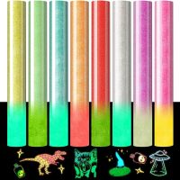 1Roll Glow In The Dark Color Changing Vinyl 25*30.5cm Glitter Htv Heat Transfer Vinyl Cut Press Cameo Silhouette Dropshipping Screen Protectors