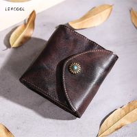 Vintage Slim Bifold Men Wallet Genuine Leather Short Casual Man Purse Multi-functional Organizer Card Wallet Coin Pouch