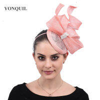 ใหม่ที่มีเสน่ห์ sinamay บิ๊กโบว์ผม fascinators อุปกรณ์เสริมผู้หญิงแต่งงาน millinery ดาร์บี้แต่งงานหมวก H eadbands โอกาสหูฟัง