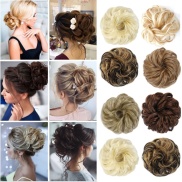 Curly Messy Bun Hair Fluffy Bun with Hair Accessories Ladies Headdress