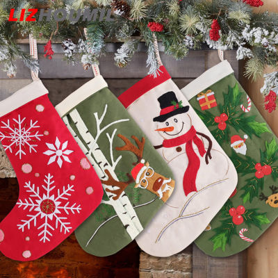 LIZHOUMIL ชุดถุงเท้าคริสต์มาสปักลาย,ชุดปักพร้อมห่วงชุดเข็มด้ายพกพาสำหรับเป็นของขวัญคริสต์มาส