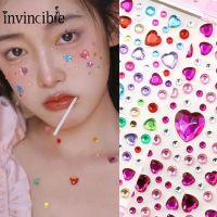 INS Style Shiny Love Heart Face Eyebrow Stickers/ Acrylic Crystal Jewelry Self Adhesive Decal/ 3D Gem Rhinestone Sticker for NeckNail