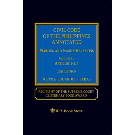 Civil Code Of The Philippines Volume I By Edgardo Paras (2021 Edition ...