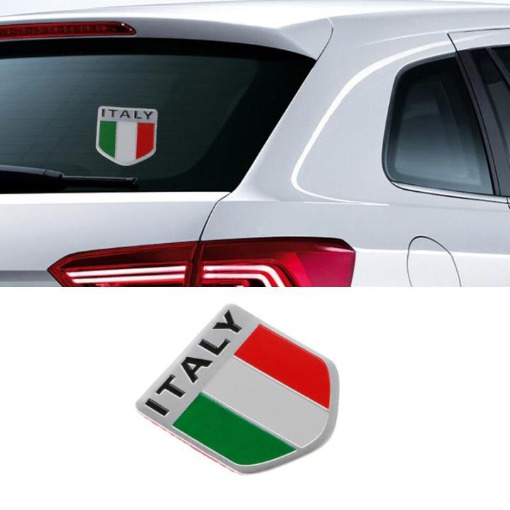 สำหรับรถอิตาลีโล่ธงโลโก้-อิตาลีสัญลักษณ์-ทำจากโลหะอลูมิเนียม-ขนาด-50-50mm-car-auto-truck-italy-flag-shield-emblem-badge-decals-sticker-metal