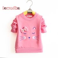 Lawadka Cartoon Cat Baby Girls T-shirt Long Sleeve Band Sport T Shirts for Girls Cotton Children Clothes