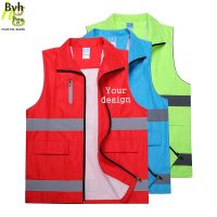 Mens custom design logo vest printed logo casual sleeveless vest reflective work clothes uniform jacket tops