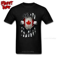 Men T-Shirt Canadian American Flag Usa Canada Unique T Shirts Birthday Young Tshirt 3D Retro Streetwear Black Tops 【Size S-4XL-5XL-6XL】