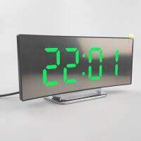 （HOT NEW）นาฬิกาปลุกอิเล็กทรอนิกส์ Noiseless Design DigitalLarge Display MirrorDesktop Powered Clocks Table Decor Horloge