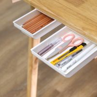 Self-Adhesive Under Desk Drawer Organizer Desktop Sundries Storage Box Hidden Table Pencil Tray Organizer