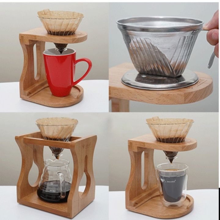 appliance-display-rack-kitchen-restaurant-portable-wooden-filter-rack-filter-stand-hand-brewed-coffee