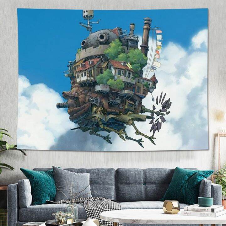 yf-anime-howls-moving-castle-tapestry-wall-hanging-sandy-beach-throw-rug-blanket-camping-travel-mattress-sleeping-pad