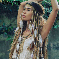 AWAYTR Boho Feather Headband Headdress แฟชั่นปรับ Feather Headbands Hairband สุภาพสตรีอุปกรณ์เสริมผมสำหรับเทศกาล Party