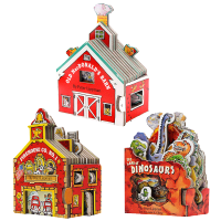 Mini house series 3 volume workman mini house modeling Book Dinosaur paradise fire station Mr. Wang has a piece of land English original picture book cardboard toy book childrens Enlightenment cognition picture book