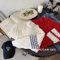 2023 Korean Spring Autumn Children Boys Sweater Cotton Knitted Thick Argyle Tops Striped Solid Pullover Infant Boys Sweater