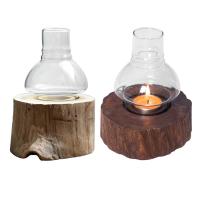 Natural Craft Handmade Wooden Retro Candlestick Romantic Decoration for Candlelight Dinner Suitable for Room Decor