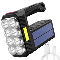 LED 6pc Rechargeable Flashlight Waterproof Torch Light Portable Lantern Spotlight Solar USB Charging Flashlight For Camping Hiking
