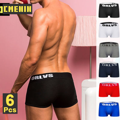 CMENIN ORLVS 6Pcs ใหม่ผ้าฝ้ายผู้ชายกางเกง Bxoers กางเกงขาสั้นเอวต่ำกางเกงในชายเซ็กซี่ชุดชั้นในชายนักมวยกางเกง Sexi OR125