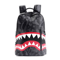 Hip-Hop Male Designer Bag PU Shark 15.6 in Luxury Backpack Large Capacity Mochila Laptop Leather Plaid Travel Mens Bag 2021