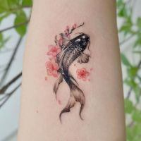 Chinese style plum blossom carp half arm tattoo stickers waterproof men and women durable simulation calf arm flower fish tattoo stickers