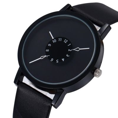 ◐▧⊕ Creative หนังสีดำนาฬิกาควอตซ์ผู้ชายผู้หญิงแฟชั่นสบายๆนาฬิกาอินเทรนด์ Minimalist นาฬิกาข้อมือ Reloj Mujer Hombre 2023