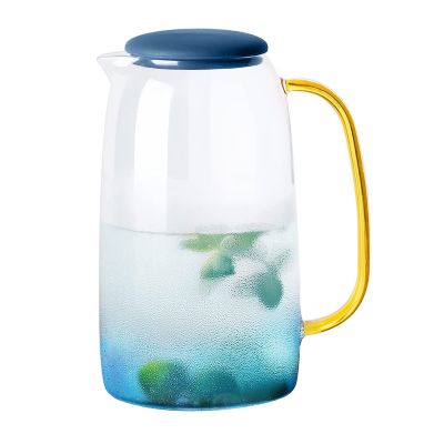 Glass Pitcher with Lid,Lemonade Pitcher,Tea Pitcher,Borosilicate Glass Carafe,for Hot and Cold Water, Drinks, Wine, Tea