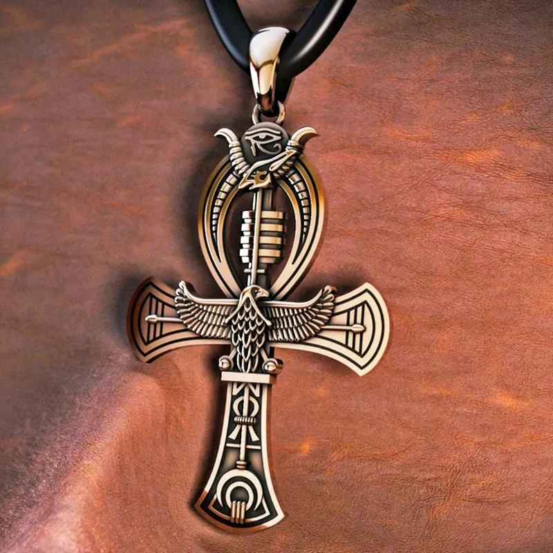 L small chain Vintage Men Zinc Alloy Egyptian Cross Pendant