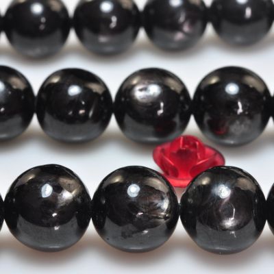 Natural Hypersthene Smooth Round Beads Beads Wholesale Loose Gemstones Black Semi Precious Stone for Jewelry Making Diy Bracelet