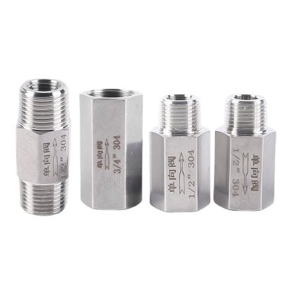 1/8" 1/4" 3/8" 1/2" 3/4" 1" BSP NPT Female Male Hex One Way Check Valve Non-Return Inline 304 Stainless Steel Clamps