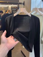 ❂♝ Black thin ice silk knitted cardigan for women with suspender skirt in summer sun protection blouse air-conditioning shirt shawl jacket