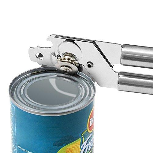 Becko 3-In-1 Professional Stainless Steel Manual Can Tin Opener Built-in Bottle Cap Tap Lifter with Ergononic Design Handle Jar Opener 