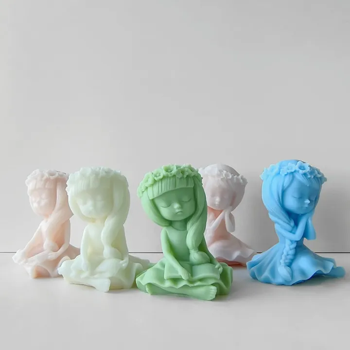 beautiful-girls-resin-molds-aromatherapy-plaster-doll-decoration-silicone-flower-fairy-candle-mold
