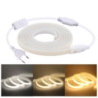 220V LED COB Neon Strip Light With Switch Flexible Silicone Tube Lamp 288LED/m Linear Lighting Waterproof LED Ribbon Home Decor