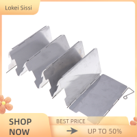 Lokei 9แผ่นเตาพับกระจกหน้ารถตั้งแคมป์กลางแจ้งทำอาหารเตาแก๊ส WIND SHIELD