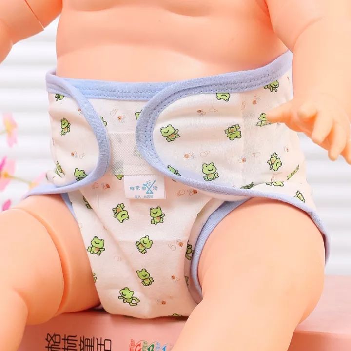 สำหรับทารกผ้าอ้อมผ้าฝ้าย-reusable-1pcs-ปรับเด็กชายหญิงแรกเกิด-baby-nappies-ล้างการพิมพ์การ์ตูน-breathable