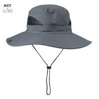 【CC】 New Outdoor Men Hats Fishing Cap Color Wide Brim Anti-uv Beach Caps Hat Hiking Camping