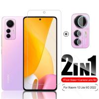 2In1 Camera Protective Glass For Xiaomi 12 Lite 5G Glass Screen Protector On Xiomi Xiaomy Mi 12Lite Light 2203129G 6.55" HD Film Vinyl Flooring